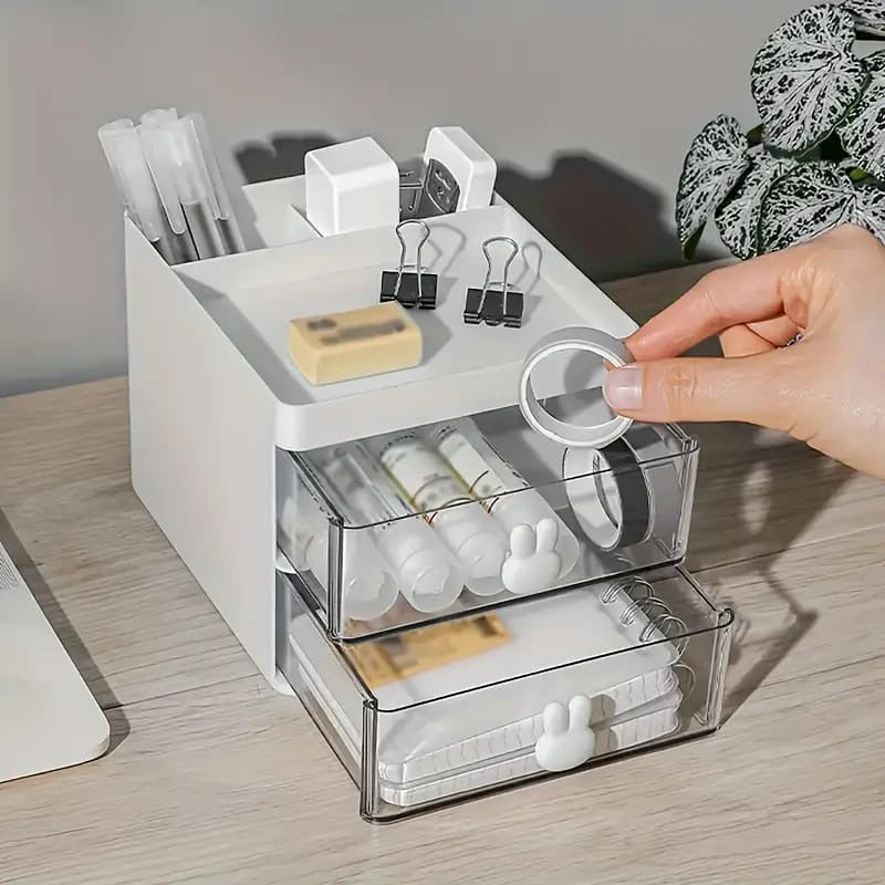 Rabbit handle clear desk organizer