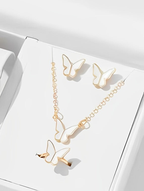 Butterfly Set – Pack Of 4 (Pendant, Necklace, Earrings &amp; Ring)