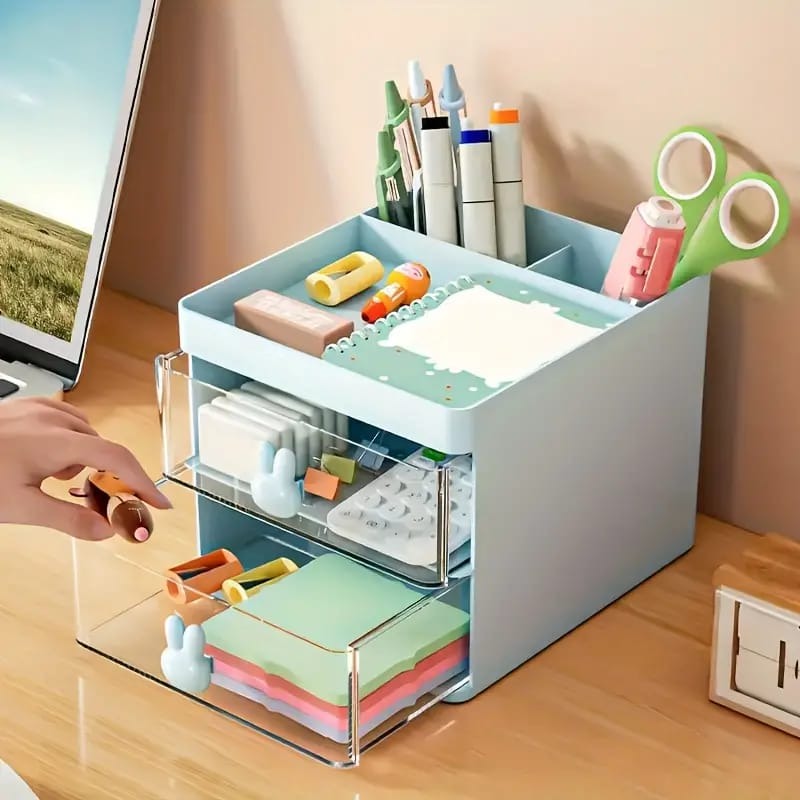 Rabbit handle clear desk organizer