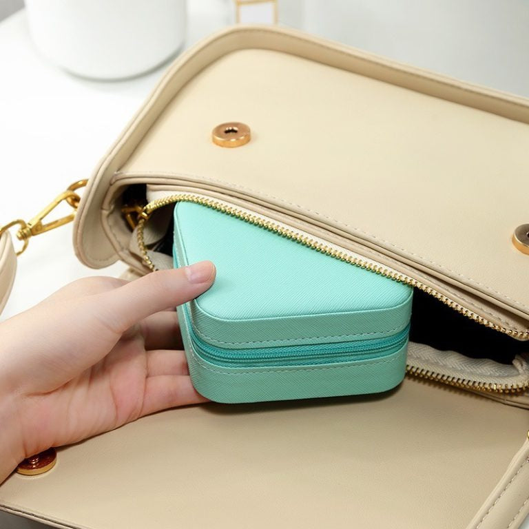 Compact Travel Leather Jewelry Organizer Box – Portable Pocket-Sized