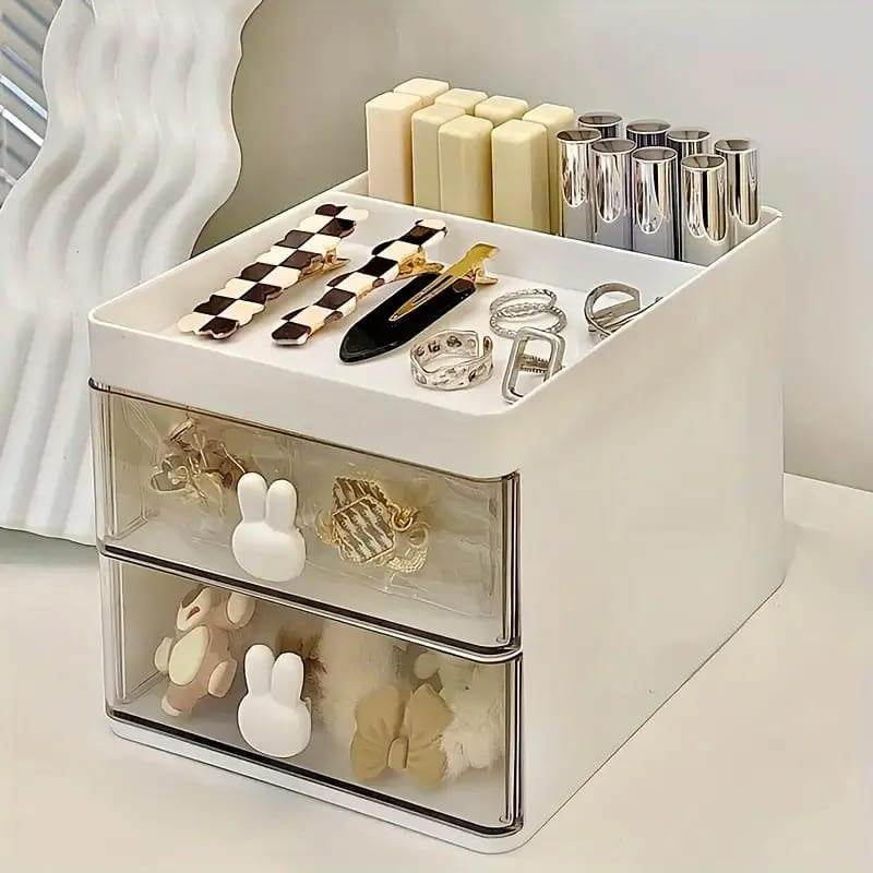 Rabbit handle clear desk organizer